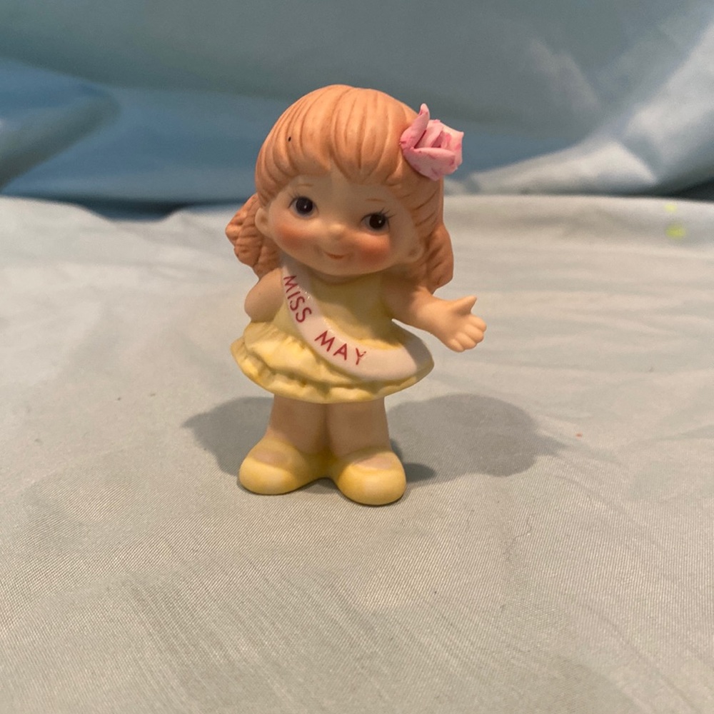 Vintage Miss May Girl Ceramic Figurine Russ Berrie & Co Birthday Collectible